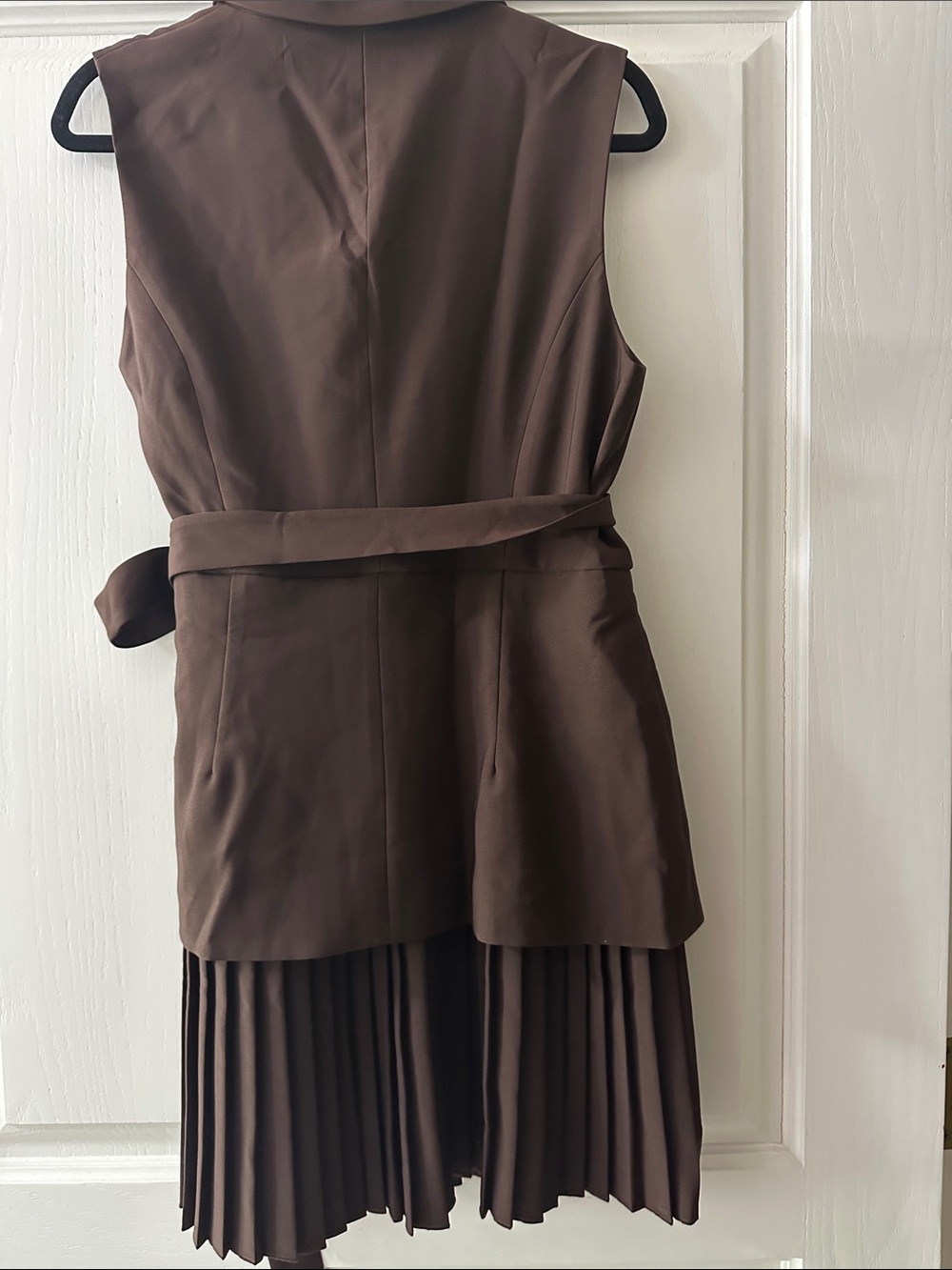 Sleeveless Brown Wrap Blazer Dress - Brown: NWT size XL - Picture 4 of 4